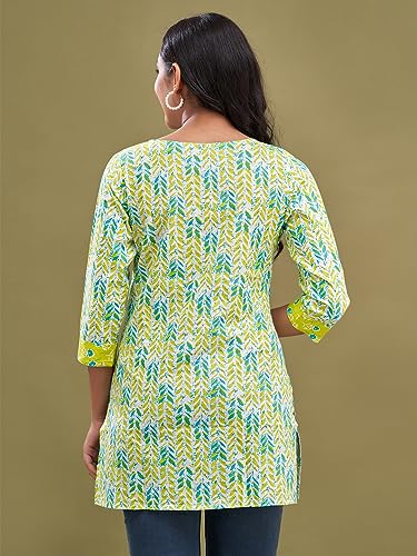 Image of feranoid Women Cotton Printed Short Kurti | Short Kurti for Women | Printed Cotton Kurti
