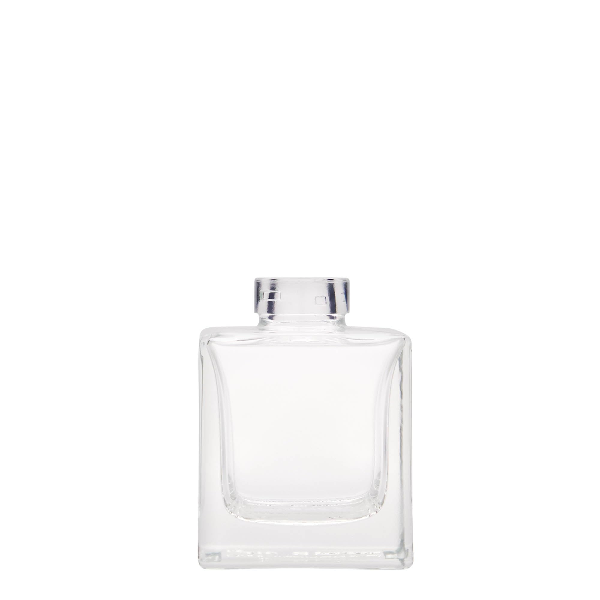 Set di 24 bottiglie di vetro da 100 ml, quadrate, con tappo in sughero in legno