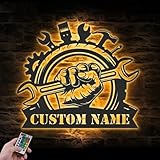 Tool Repair Metal Sign with LED Lights, Personalized Tool RepairName Sign Home Decor, Custom Tool Repair Metal Wall Art, Gift for Him Her, Birthday Gift, Couple Gifts A113-NTMS35.10