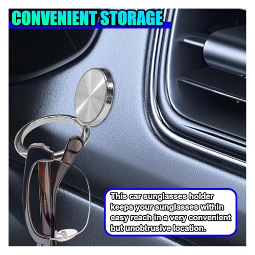 UHANBUT Sunglass Holder for Car Dash, Metal Auto Dashboard Eyeglass Holder Hook, Universal Vehicle Interior Hanger Accessories for Car, Home, Boat, RV, Truck, Office, Phone (Silver, 2PCS)