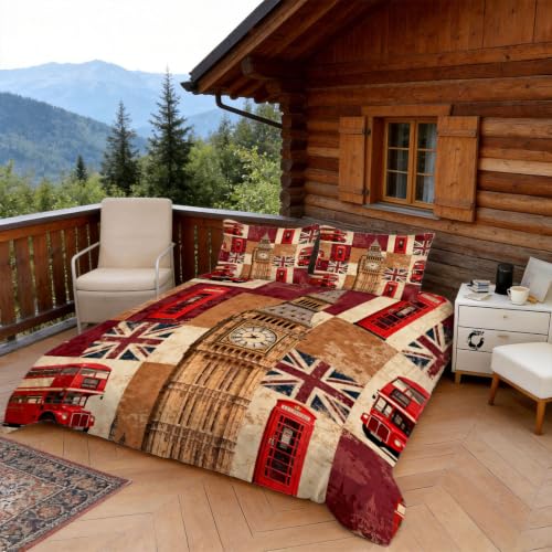 Parure de lit bus rouge en microfibre douce avec 2 taies d'oreiller