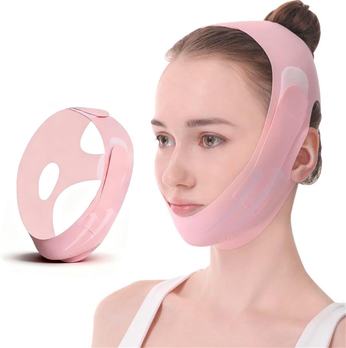 Anti Snore Chin Strap for CPAP Users Chin Strap for Sleeping Anti Snoring Devices Snore Stopper for Women, High Elasticity Traceless Breathable Reusable with 4 Adjustable Straps,M,Pink