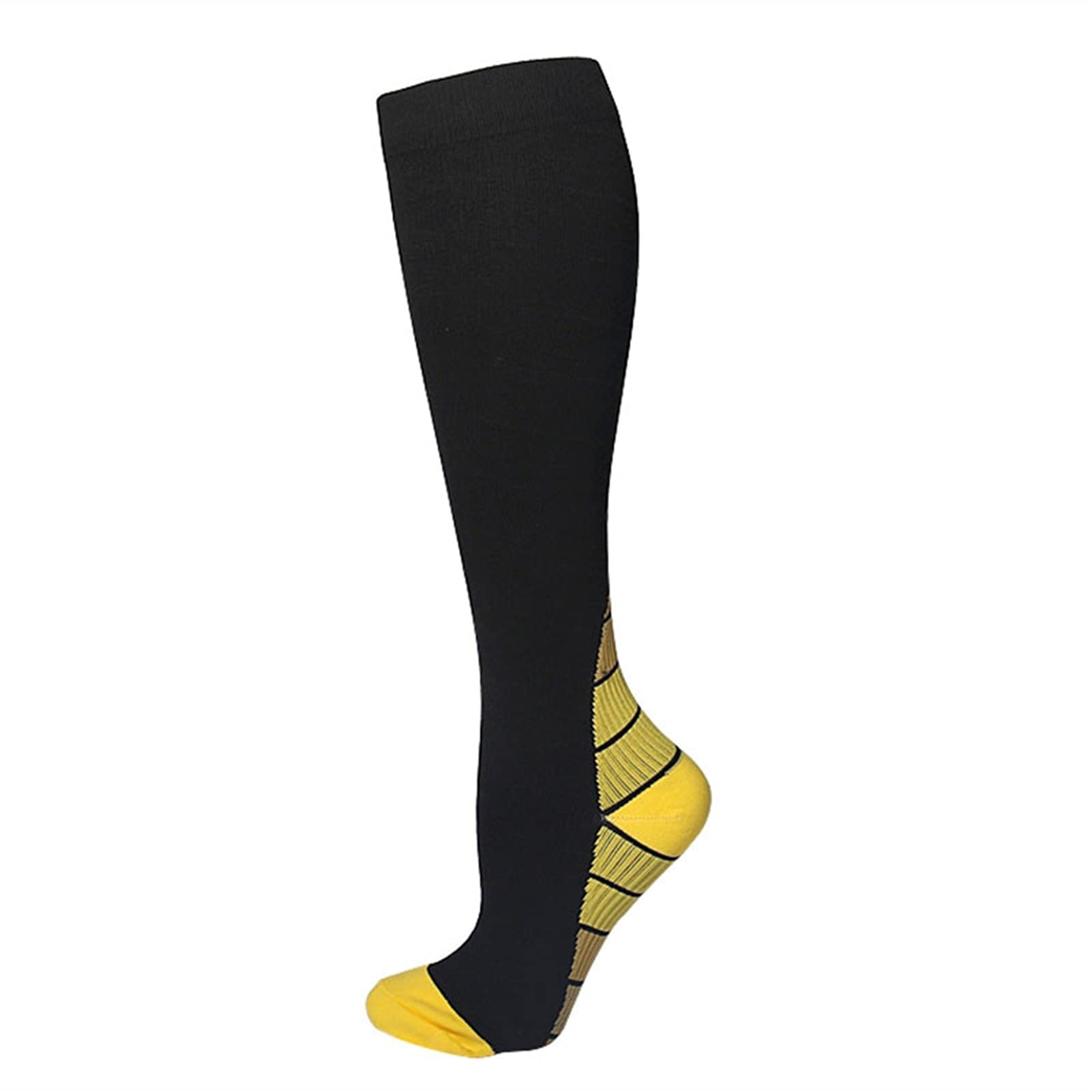 Sport Compression Socks Calze Uomo Donna Atheltic Fitness Sock for Marathon in Esecuzione Cycling Football (Color : A Yellow, Size : M US 5-8 EU 35-39)