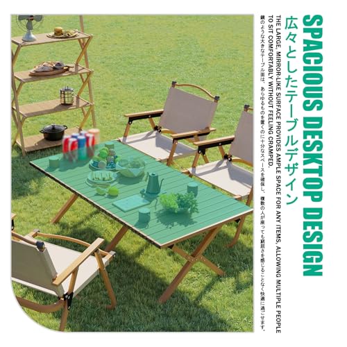 Przenośny zestaw stołowy na zewnątrz z 6 krzesłami 120 cm drewniany stół zawiera torbę do przechowywania na plażę, kemping, balkon - trwałe i stylowe meble piknikowe