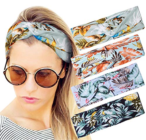 4 Pack Knit Knot Headbands for Women Fall Winter Warm Hair Hoops Wide Headband Turban Twist Knot Hair Band