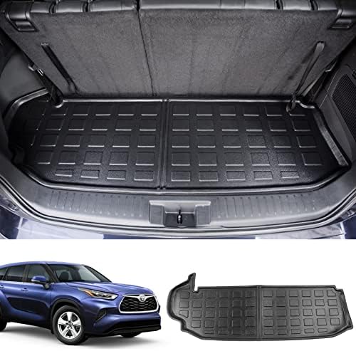 powoq Fit 2020-2023 Toyota Highlander Cargo Liner Car Trunk Mat TPE Trunk Liner for 2020 2021 2022 2023 Toyota Highlander (Fit 2020-2023 Highlander, Rear Cargo Mat)
