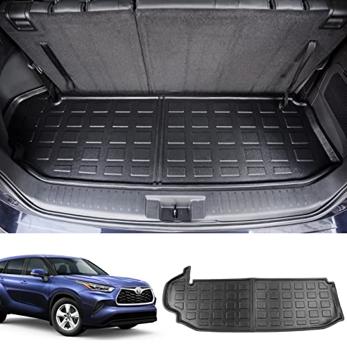 Powoq Fit 2020-2023 Toyota Highlander Cargo Liner Car Trunk Mat Tpe Trunk Liner For 2020 2021 2022 2023 Toyota Highlander (Fit 2020-2023 Highlander, Rear Cargo Mat) #TOP22