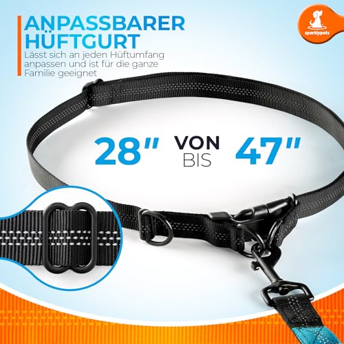 Joggingleine für Hunde zum Laufen, Joggen, Wandern | 2 in 1 Joggingleine und Normale Hundeleine für Große und Mittelgroße Hunde mit Doppelgriff | Bauchgurt Hundeleine