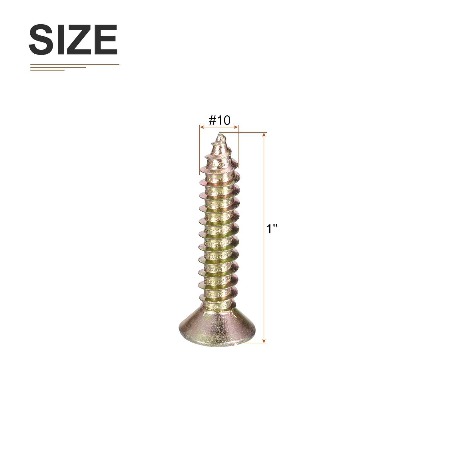 DTGN 25Pcs #10x1" Flat Head Wood Screws, Brass Phillips Self Tapping Screws - Good for Woodworking Furniture - Gold - Image 2