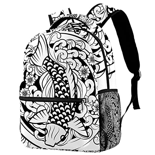 Sac à dos poissons rouges et fleurs idéal pour l'école et les sorties de week-end
