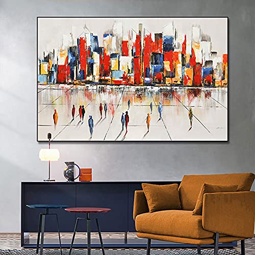 Affiche paysage urbain moderne abstrait peinture sur toile décoration murale salon