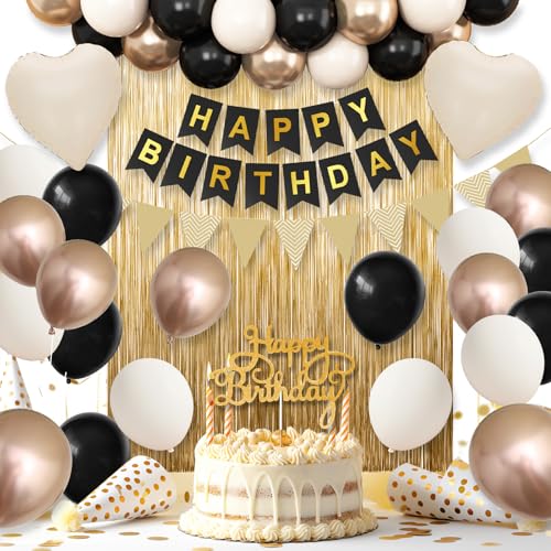 Image of Black Gold Birthday Decorations,Birthday Balloons Set