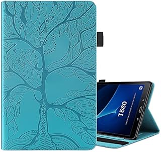 ONETHEFUL Flip Book Cover for Samsung Galaxy Tab A / A6 10.1" 2016 T580 T585 Case PU Leather Life Tree Stand Protective Tablet Covers - Blue