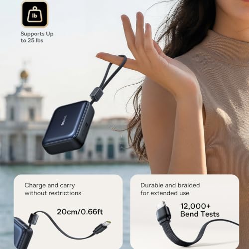 Baseus PicoGo AC22 Mini Power Bank, 20000mAh 45W PD Portable Charger Built-in USB-C Cable, Travel Essential Compact Battery Pack, Fast Charging for iPhone Duo/18/17/16/15 Samsung S26/S25 Pixel 11 iPad by Baseus - Used condition - US$29.99