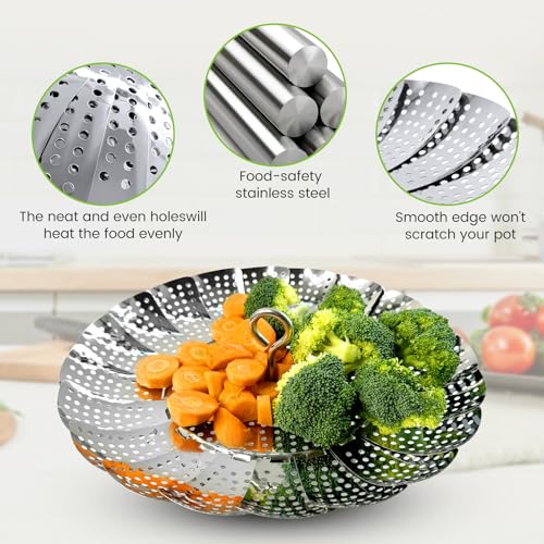 image for Sayfine Vegetable Steamer Basket, Premium Stainless Steel Veggie Steam