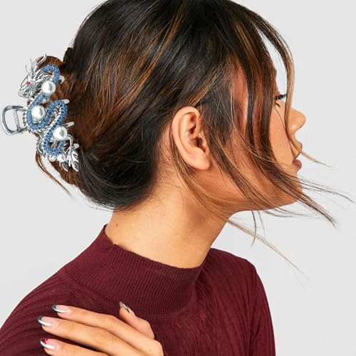 2PCS Large Dragon Metal Hair Claw Clips, Fashion Styling Jaw Clips, Non-Slip Hairpins Hair Accessories for Women & Girls, Fit for Thin and Thick Hair - Thumbnail 4