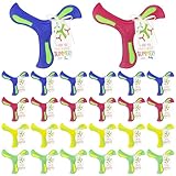 24 Set End of the Year Gifts for Students 4 Color Foam Boomerang with Greeding Cards Ribbow Easy Throw True Return Outdoor Boomerang Gift for School Summer Swimming Pool Beach Outdoor Activity