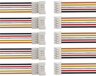 VUNIVERSUM 5 par 10 sztuk Micro JST PH 2.0 5-pinowy wymiar siatki 2 mm złącze wtykowe wtyczka męska, żeńska z kablem 10 cm przedłużeniem akumulatora Lipo Komputer Elektronika PC DIY modelarstwo