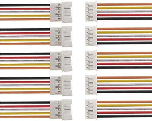 VUNIVERSUM 5 par 10 sztuk Micro JST PH 2.0 5-pinowy wymiar siatki 2 mm złącze wtykowe wtyczka męska, żeńska z kablem 10 cm przedłużeniem akumulatora Lipo Komputer Elektronika PC DIY modelarstwo