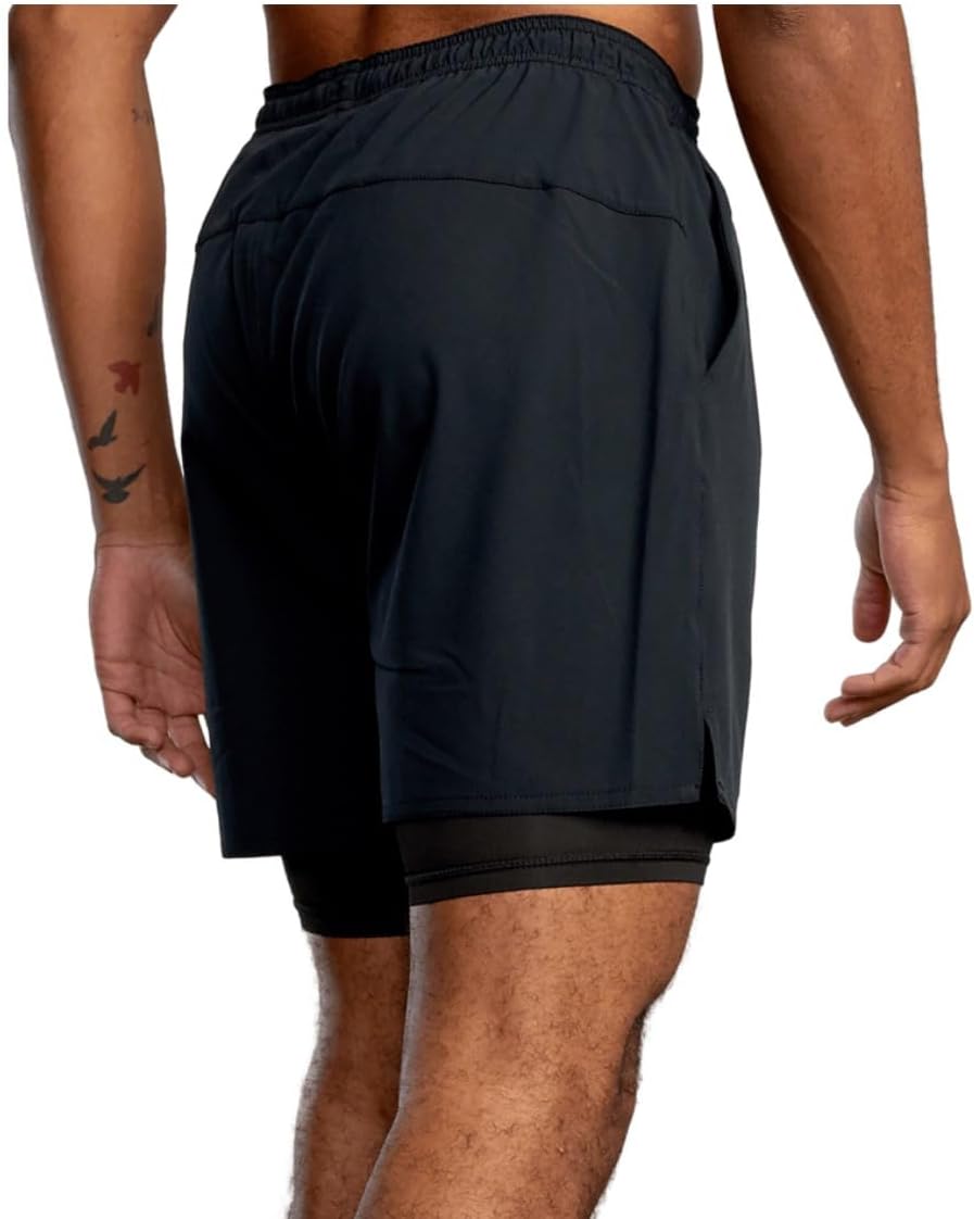 RVCA Sport Men's 17" Yogger Train 2 in 1 Workout Shorts with Compression Liner