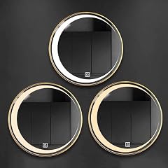 PhAsz Modern Bedroom Mirror Aluminum Framed Wall Mount Mirror Smart Mirror Bathroom with 3 Colors Dimming Light HD