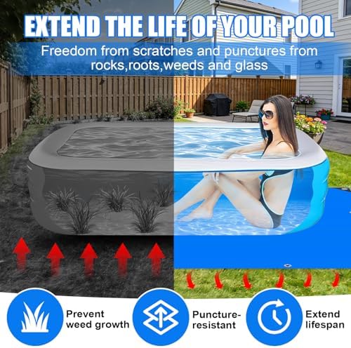 Protection Tarp for Inflatable Tanning Pool Lounger Float 86.6"x62.9" Adults Pool Floats Pad Rectangle Inflatable Pool Liner Pad for Sunbathing Water Bed Lounge Tanning Chair Thickened Mat — view 4
