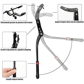 TOPCABIN Adjustable Aluminium Alloy Bicycle Kickstand - Fit for 22-24-26-28 inch Mountain/Road/BMX/MTB Bike (Three-support)