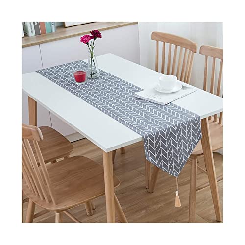 Camino de mesa de comedor, camino de mesa de otoño, gris, 13.2 x 88 pulgadas, patrón de rombos de poliéster, sala de estar, decoración moderna de cocina, hogar, bodas, vacaciones