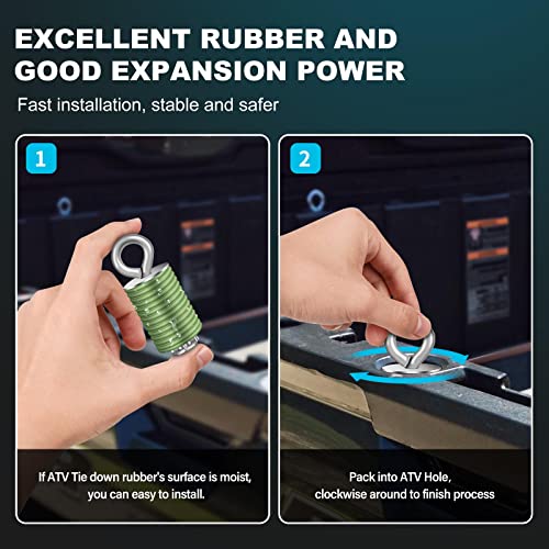 Xiekrab 6Pcs Utv Anchors To Fit Polaris Ranger & General Lock & Atv Tie Down Anchor- 3Pcs Bungee Cord And Ride Accessories Compatible With Polaris Ranger/General 570 900 1000 Model（Will Not Fit Rzr） #TOP2