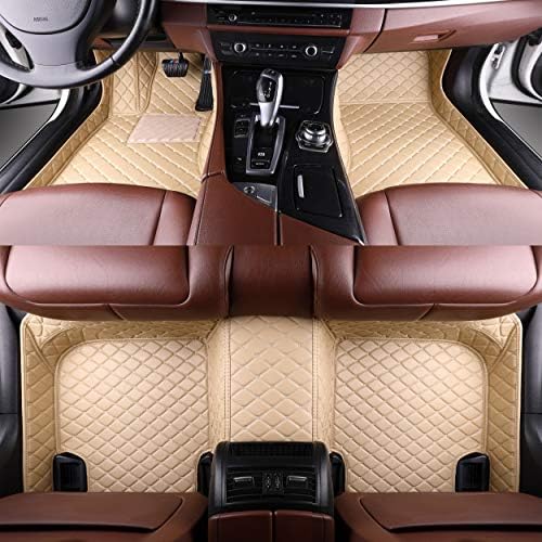 Okutech Custom Fit XPE-Leather All Full Surrounded Waterproof Car Floor Mats Fits for Mercedes Benz S Class S280 S300 S320 S400 S500 S550 S63 2006-2009,Beige