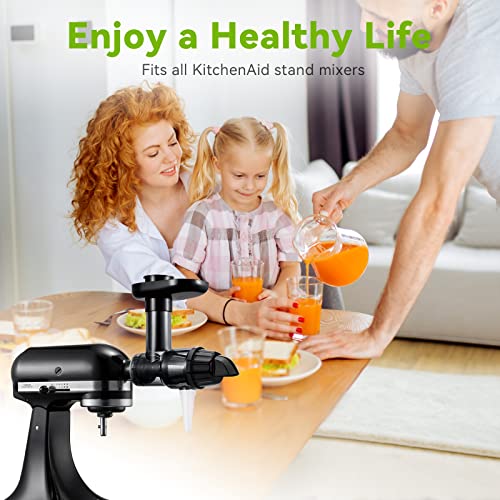 Masticating Juicer Attachment For Kitchenaid Stand Mixers Replacement, Slow Juicer Accessories For All Kitchen Aid Mixers By Aikeec, Cold Pressed Juicer Parts, Great For Fruits And Vegetables, Black #TOP5
