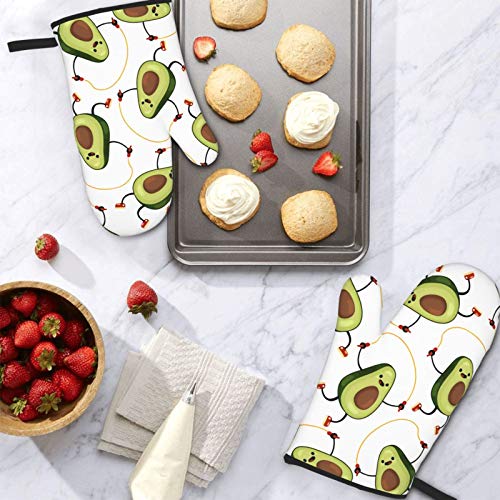 Suqkxco Avocado Oven Mitts 1 Pair High Heat Resistant Waterproof Mittens Soft Cotton Lining And Non-Slip Surface Safe For Bbq Cooking Set Baking Grilling Barbecue #TOP5