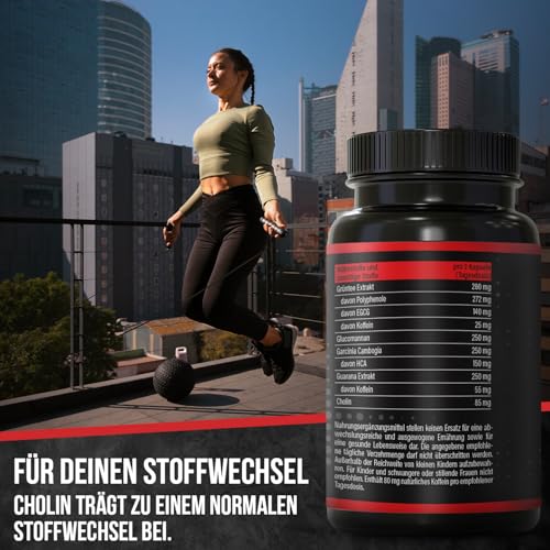 BRNR TURBO BRNR Sofort Stoffwechsel Formel mit Cholin, Grüntee Extrakt, Glucomannan, Garcinia Cambogia, Guarana, 120 Kapseln