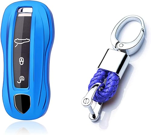 SANRILY - Funda de protección completa de TPU suave para Porsche 911 Cayenne Panamera Taycan sin llave de entrada inteligente 34 botón llavero Shell