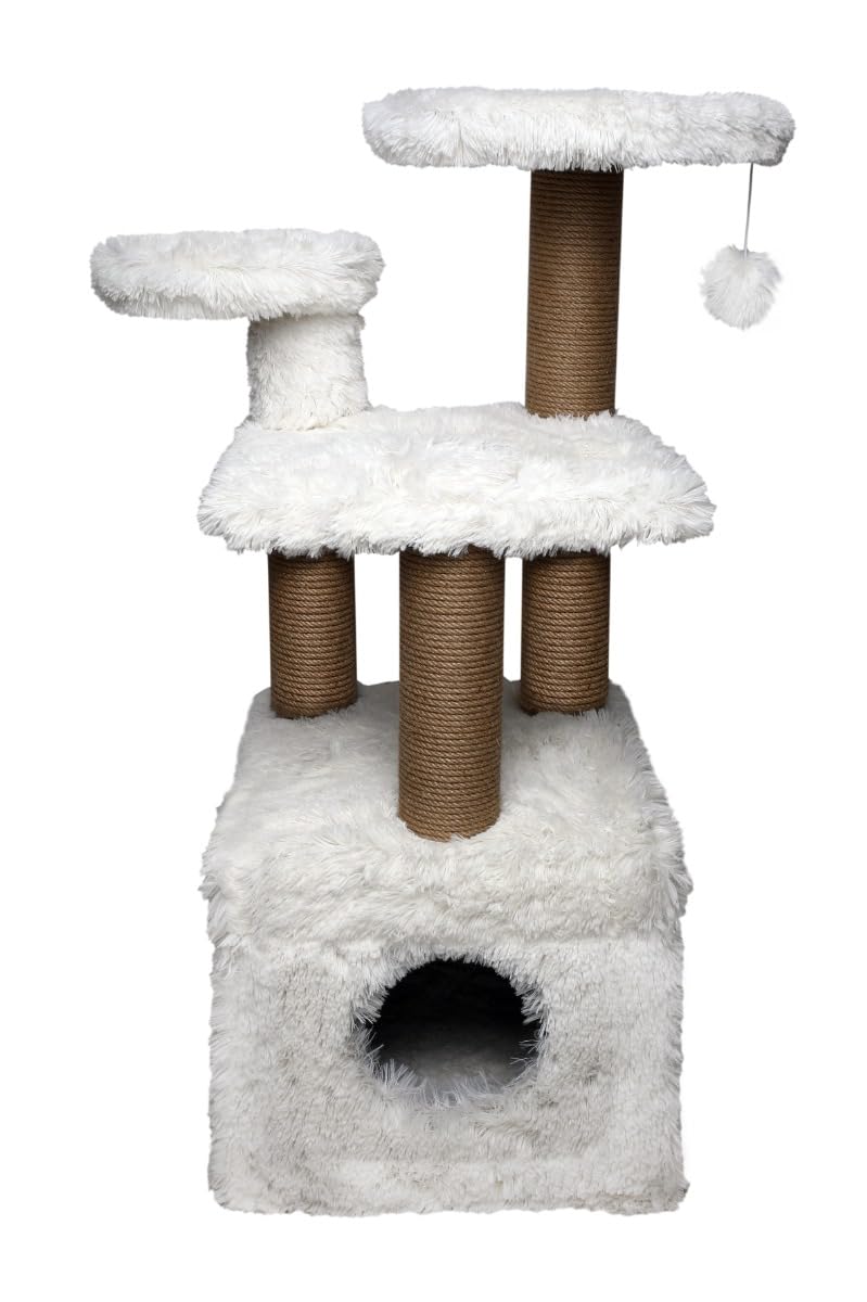 Topmast Griffoir Fluffy Isola Blanc idéal pour le salon des chats