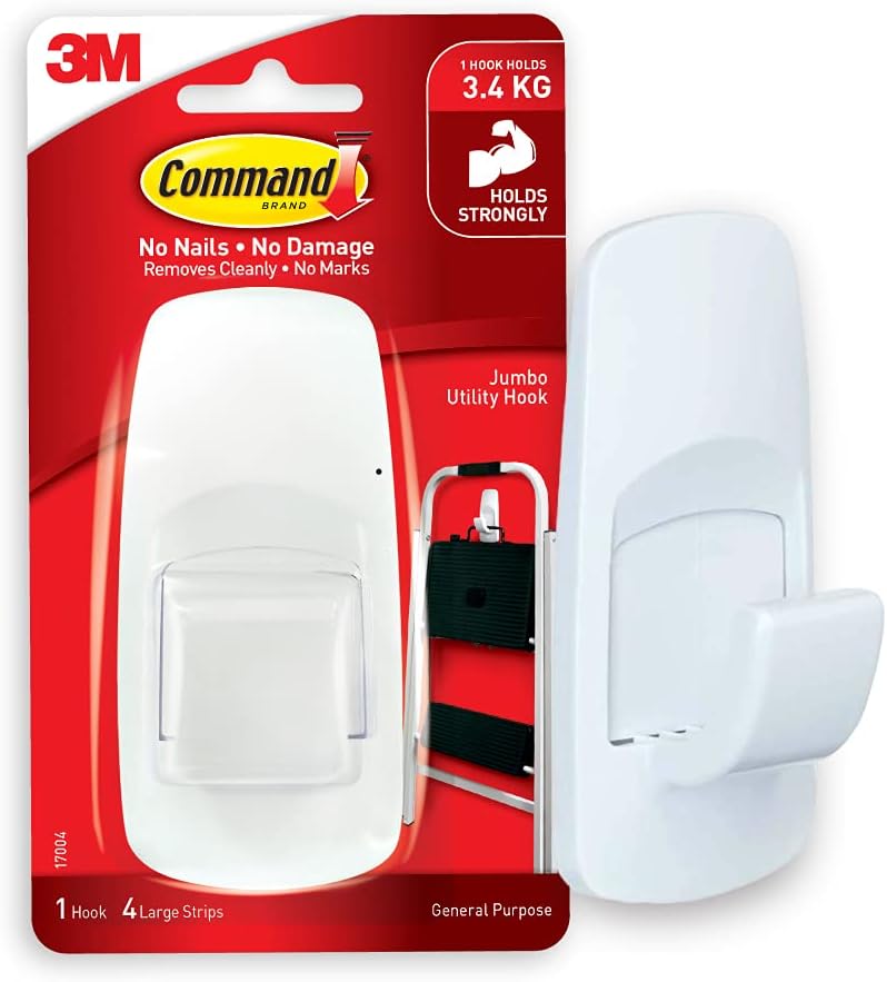 Command 17004ES Jumbo Hook with Strips, Large, Holds 3.4 Kg. each hook