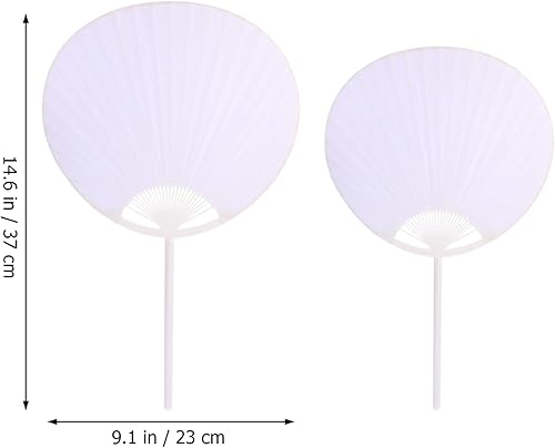 Miniatura 8 de Toyvian Ventilador plegable en blanco, 8 unidades, estilo chino, japonés, ventilador de mano de papel de mano con borla, ventiladores antiguos para