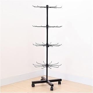 Rotating Jewelry Display Holder - 3/4/5/6/7 Tier Stand for Necklaces, Bracelets, Earrings & Rings - Movable Organizer - Black - Multiple Size Options for Retail Display