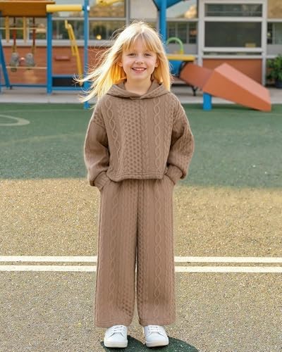 Image of fioukiay Toddler Girls Casual Sweatsuit Pullover Hoodie Sweatpants Outfits