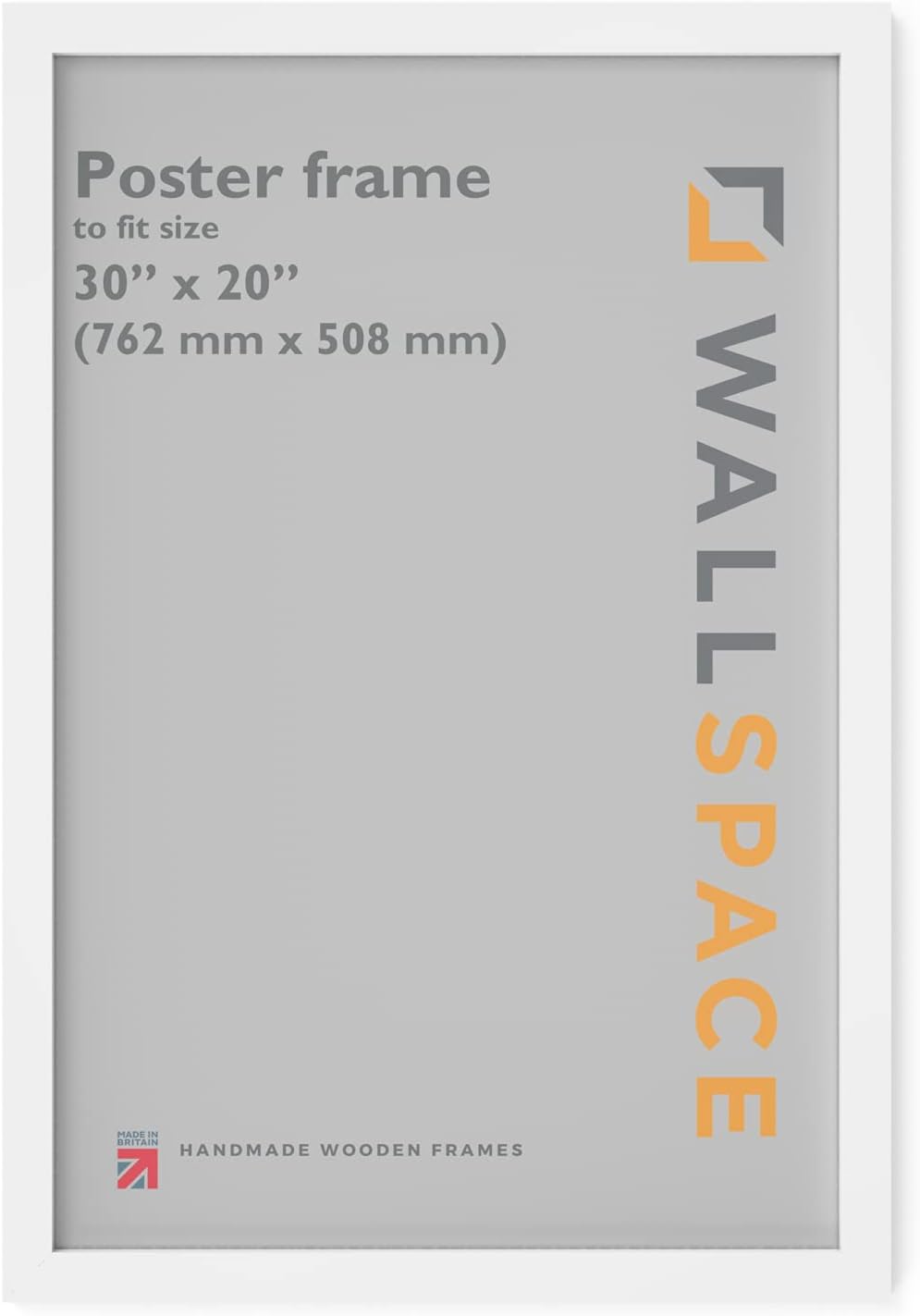 Wall Space White Frame 30 x 20 Inch (76.2 x 50.8 cm) Wooden Poster Frame Large Picture Frame Made of Solid Wood