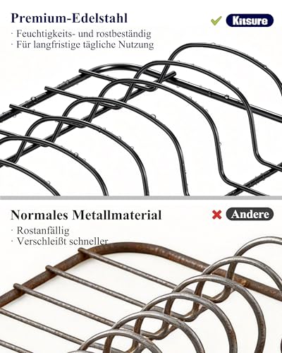 Foto von Kitsure Abtropfgestell Geschirr mit Besteckhalter,40 x 30,5 x 14 cm,Schwarz