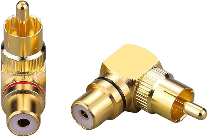 Adaptador RCA Ángulo Recto 90° Hembra a Macho Chapado en Oro para TV (4) miniatura 2