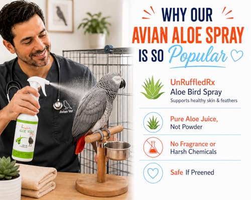 UnRuffledRx Aloe Vera Bird Spray for Parrots | Gentle Daily Support for Itchy Skin, Scratching, Dry Feathers & Feather Comfort | Fragrance Free & Safe if Preened, 8 oz - Image 4