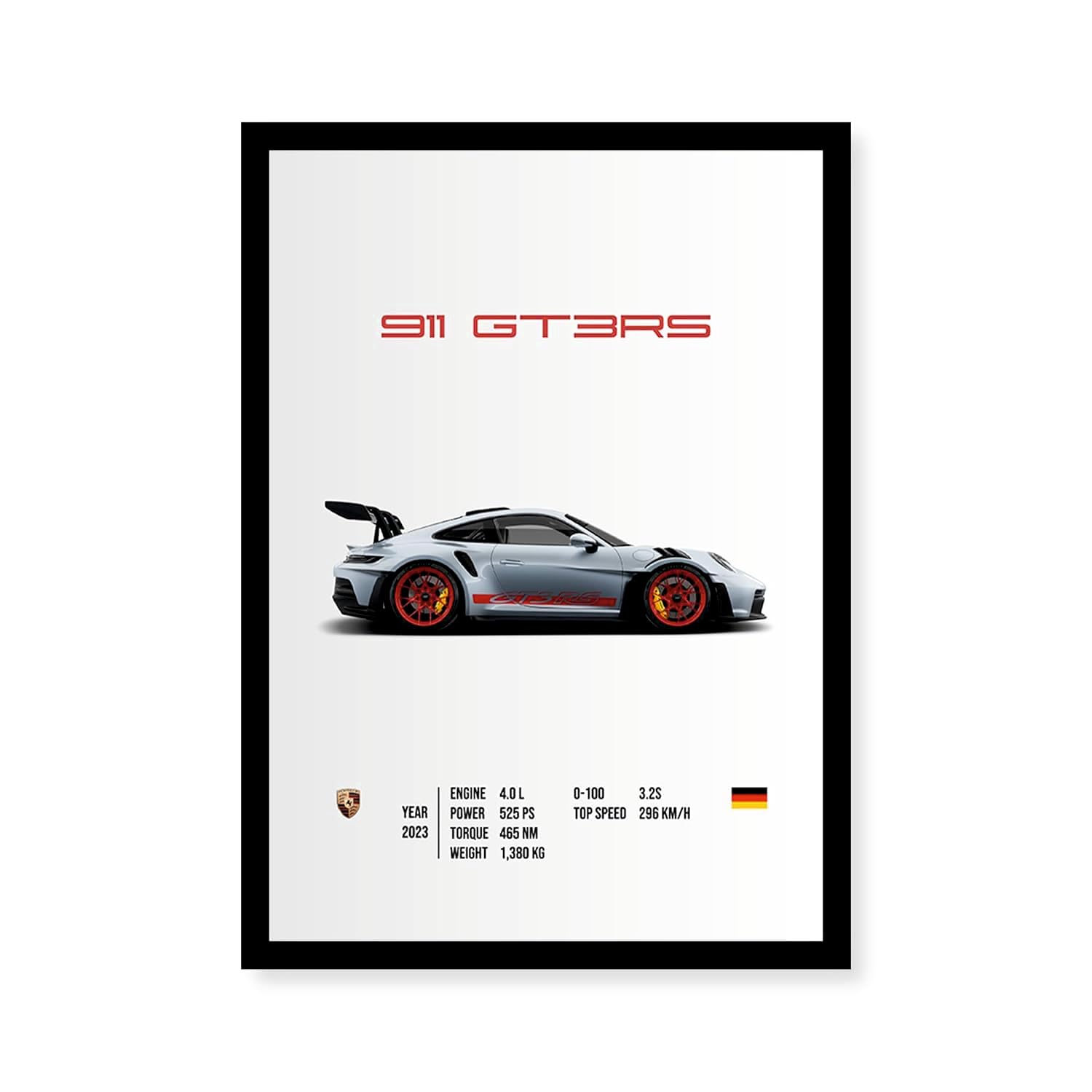 CodersParadise Coder Paradise Porsche Wall Poster Frames | 8x12 inch (A4 Size) | Hanging Wall Artwork Frames For Home Bedroom, Living Room and Walls Aesthetics | Framed Artworks