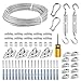 FSHIHINE Kit de Fixation pour Auvent, Kit de Matériel pour Voile d'ombrage avec Câble Métallique de 20 m, Tendeurs M5, Oeillets M5, Kit de Fixation pour Voile d'ombrage en Acier Inoxydable pour Jardin