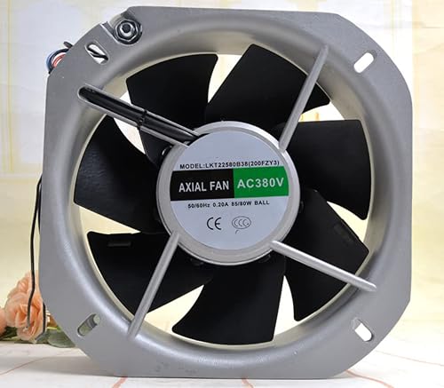 LKT22580B38 380V 0.20A 85/80W 3000RPM 610CFM 225X225X80MM 2-Wire Cooling Fan