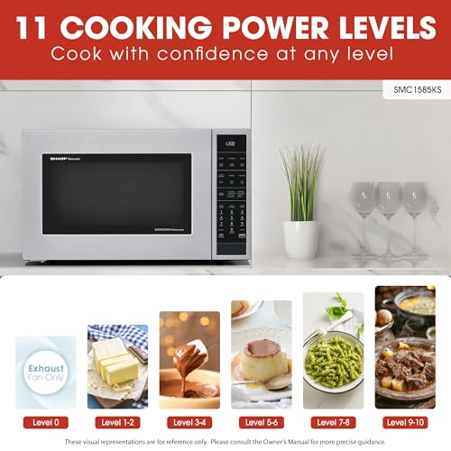 Image of SHARP SMC1585KS Convection Countertop Microwave Oven with Removeable 15.4 inch Carousel Turntable, 1.5 Cubic Feet, 900 Watt, Sensor Cooking, Stainless Steel | 1.5 Cubic Feet, 900 Watt, Removeable 15.4 inch Carousel Turntable, Sensor Cooking