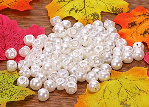 Shapenty Round Plastic Pearl Button Bulk With Hole For Diy Craft Sewing Shirt Skirt Dress Sweater Jacket Wedding Gown Costume Jewelry Gift Supply Accessories Clothing Decoration, 50Pcs (White, 10Mm) #TOP1