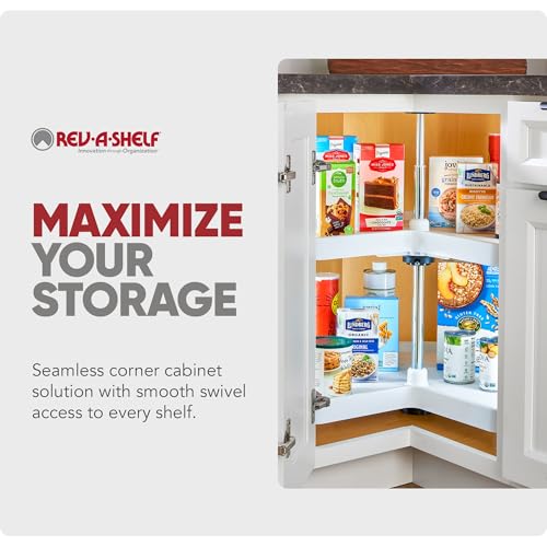 Image of Rev-A-Shelf 28 inch Kidney Shaped Dual Tier Lazy Susan for Corner Base Cabinets