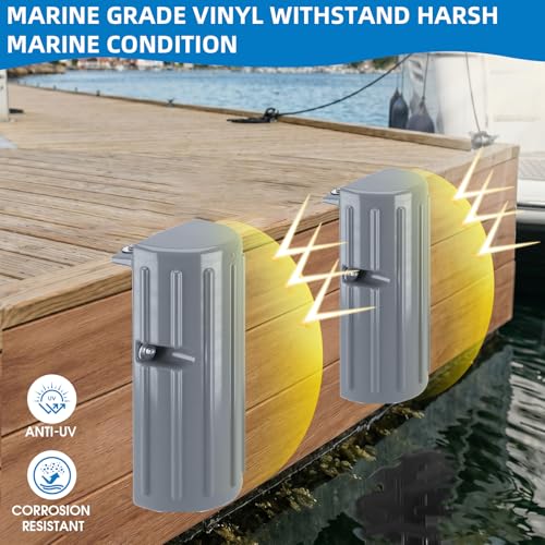 Image of Dock Fender Boat Dock Bumpers for Edge or Side,Marine Fender Bumper Guard,Vertical Protection,Soft Durable Construction,Includes Mounting Hardware,Gray